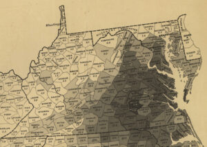 “Map showing the distribution of the slave population of the southern states of the United States. Compiled from the census of 1860.” (Library of Congress)