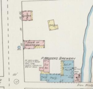 Order of Nazarites building on W. All Saints St. near Brewer's Alley, 1887 Sanborn Insurance Map, Frederick City. (Library of Congress).