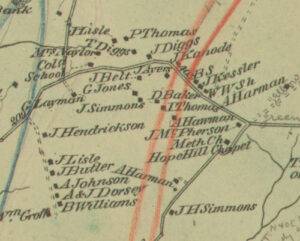 Hope Hill community, Urbana District, 1873 Titus Atlas of Frederick County. (Johns Hopkins University Library)