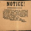 Broadside from mayor of Charlestown urging residents to stay indoors on the nights immediately before John Browns hanging (Gettysburg National Military Park)